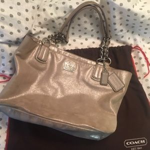Pewter/Sliver Metallic Coach Shoulder Strap Purse